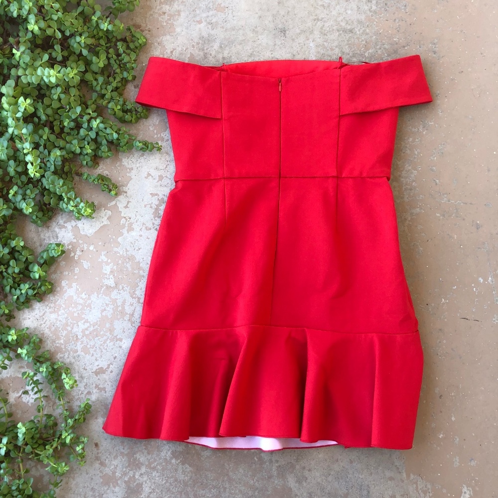 n/nicholas Ponti Off Shoulder Red Mini Dress - Picture 2 of 4